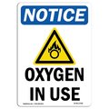 Signmission OSHA Notice Sign, 14" Height, Aluminum, Oxygen In Use Sign With Symbol, Portrait, 1014-V-17098 OS-NS-A-1014-V-17098